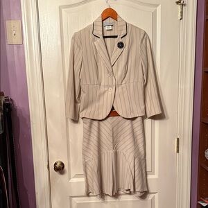 Striped Cream Skirt Suit Set